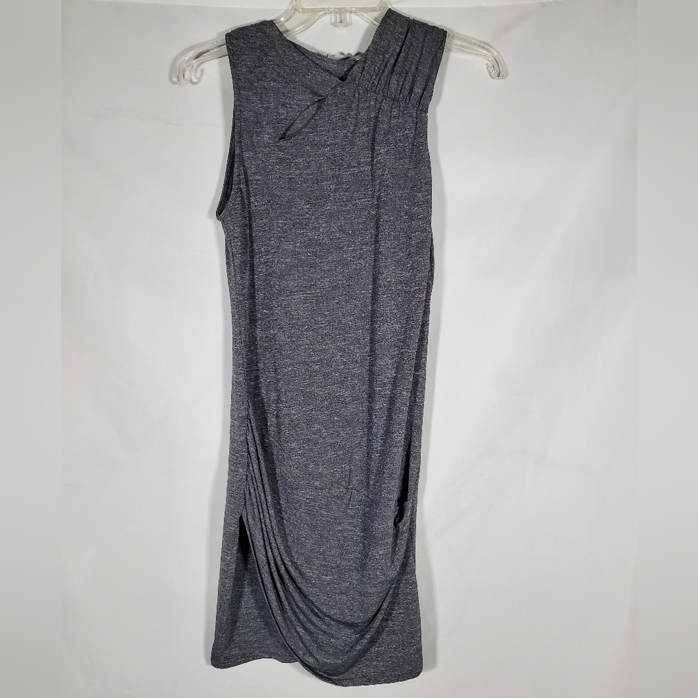 ZARA W&B COLLECTION GREY BODYCON TWIST FRONT STRETCHY MIDI MINI DRESS
